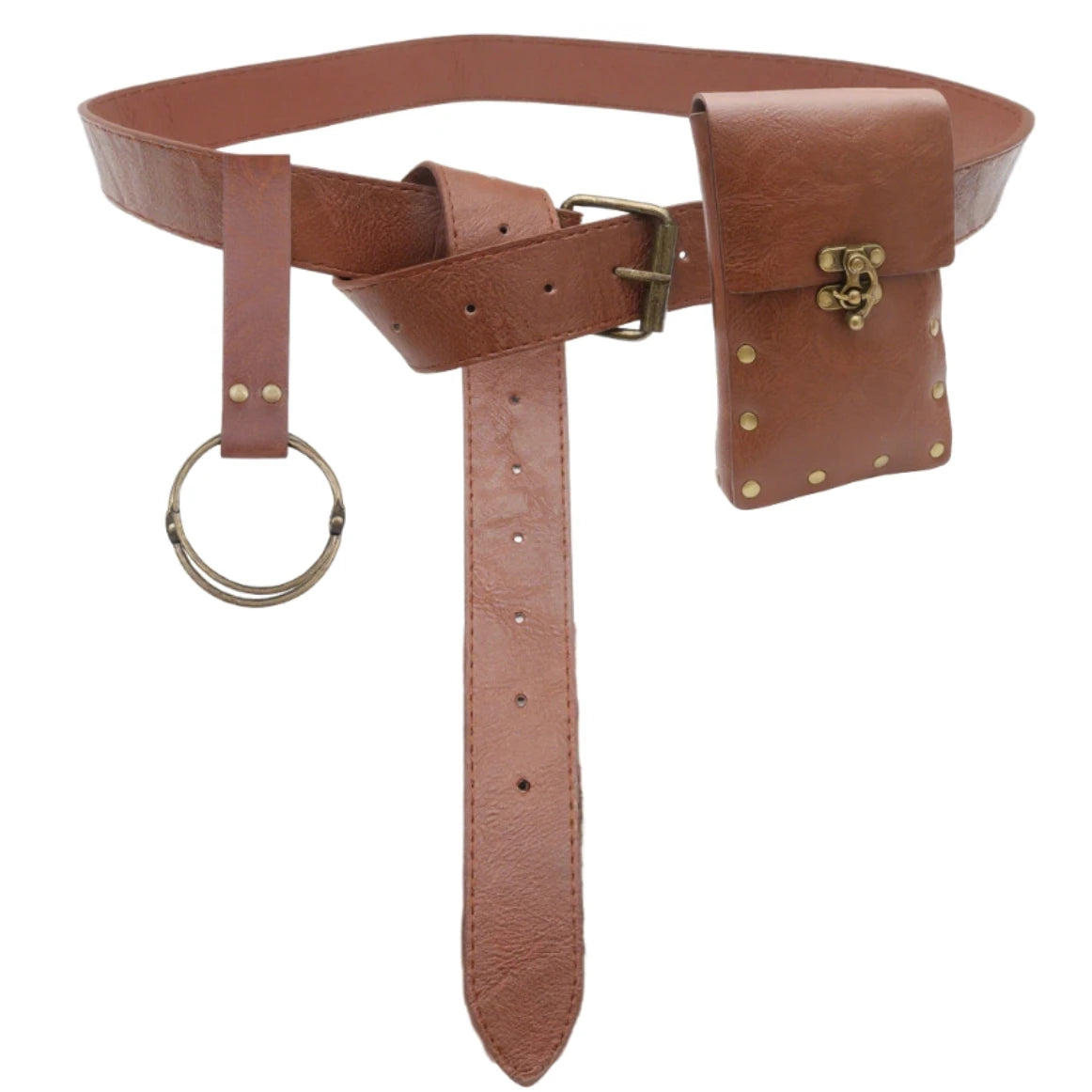 Men Vintage Medieval Belt Set With Leather Pouch And Key Chains Ornamental Renaissance Witch Knight Pirate Cosplay Accessories