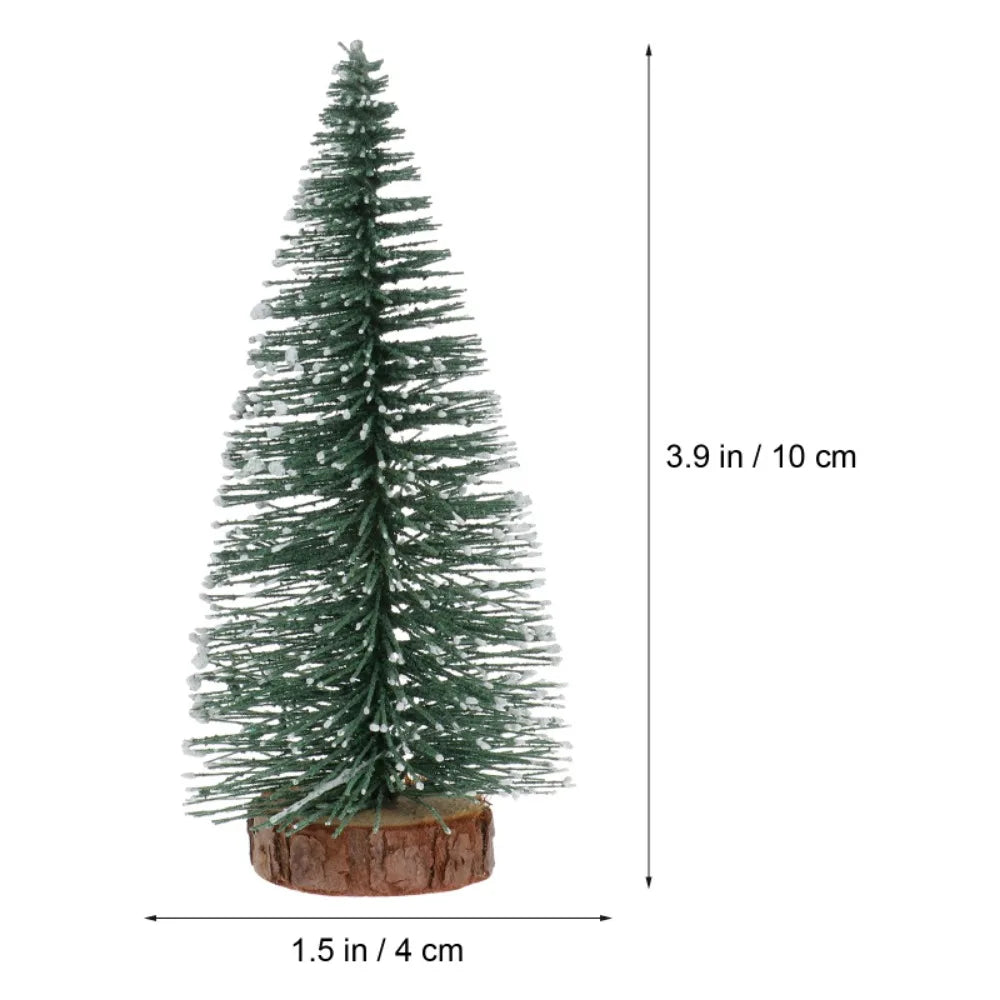 Mini Christmas Tree Decor with Snow Covered Pine DIY Ornaments Winter Snow Ornaments Trees for Xmas Party Home Party bar