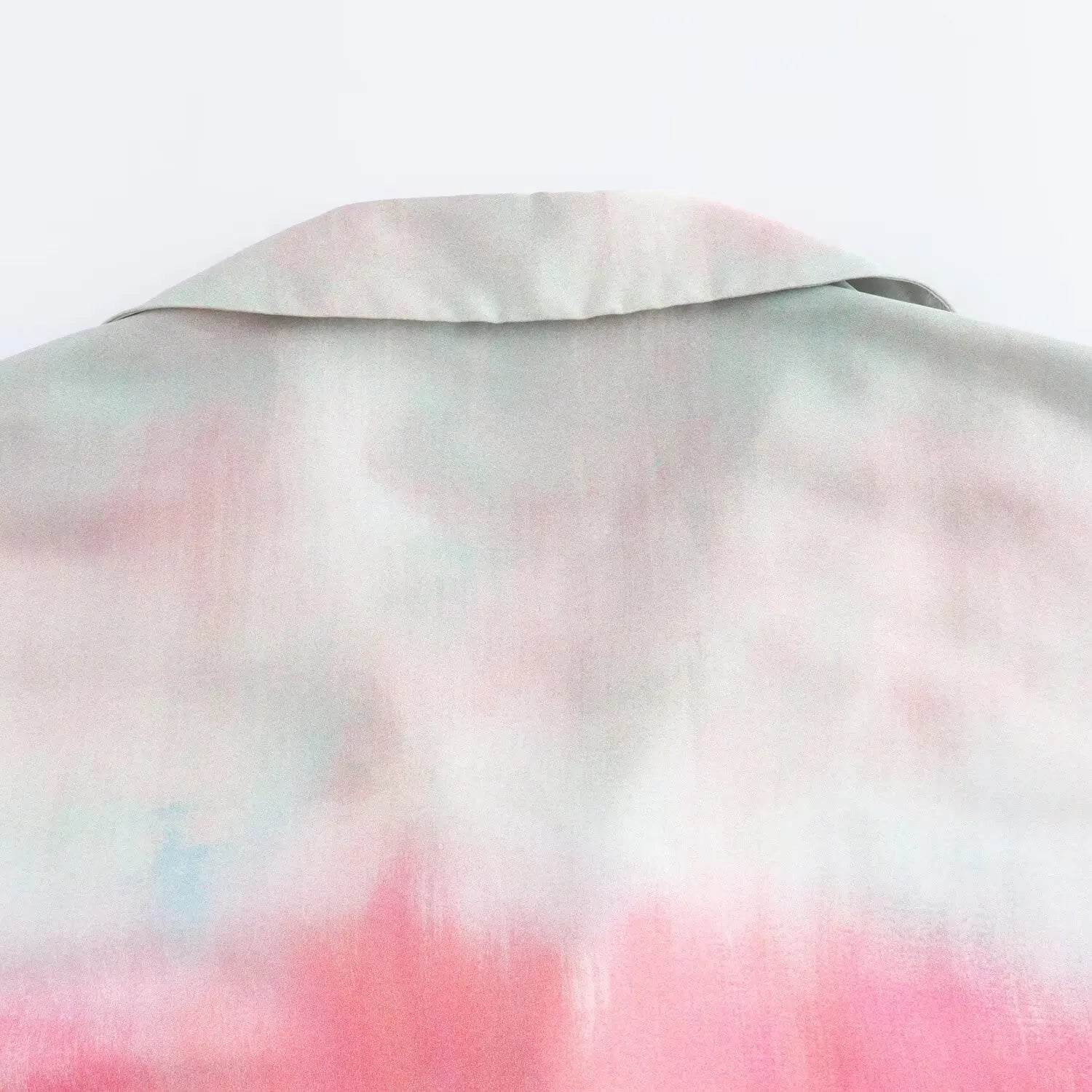 Women's Autumn Suit Tie Dye Turn-Down Collar Single Breasted Blouse+High Waist Gradient Zipper Casual Streetwear Wide Leg Pant