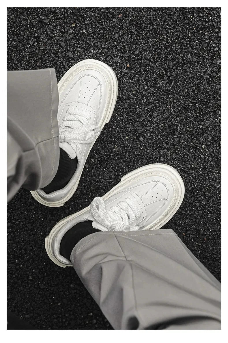 Men Fashionable Casual Sports Shoes Black White Thick-soled Lightweight Comfortable Outdoor White Sneakers Men Size 38-46