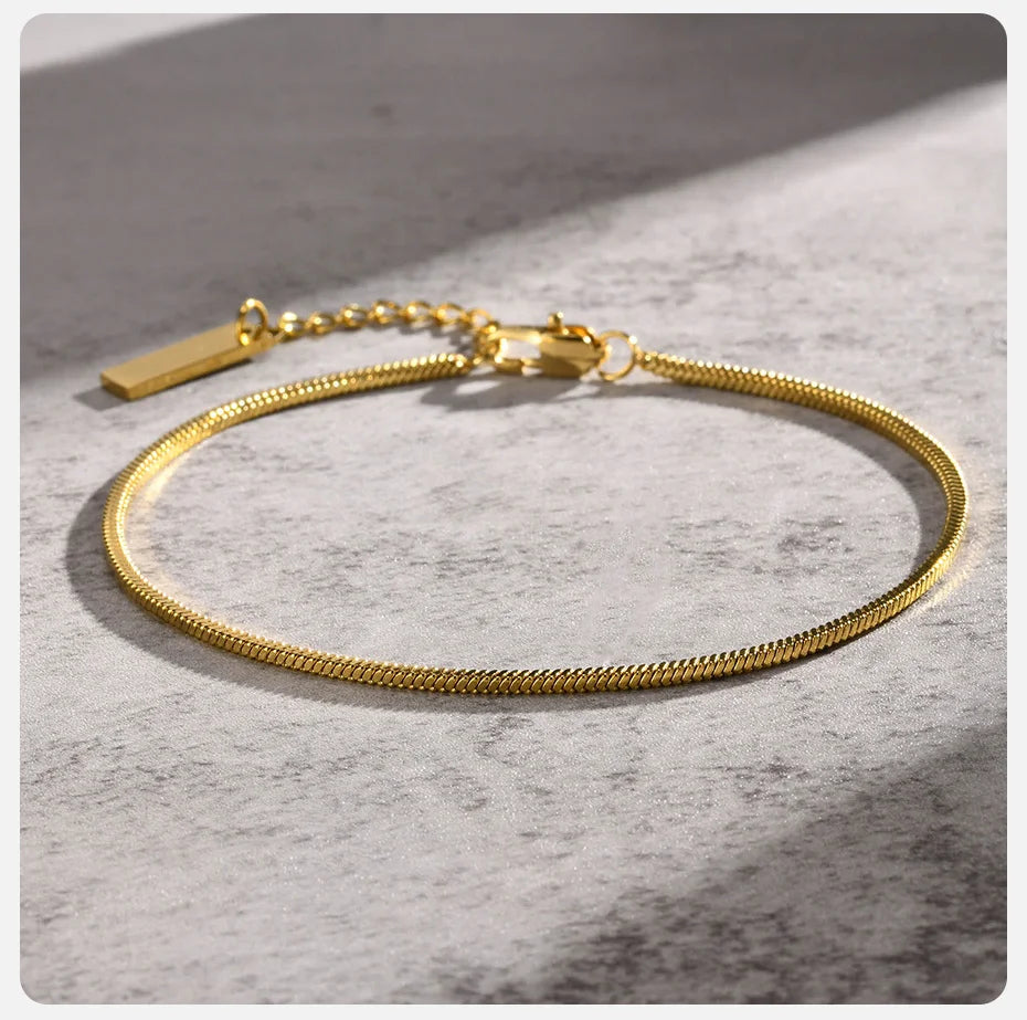 Vnox 1.7mm Square Snake Chain Bracelets for Men, Stainless Steel Cool Bracelet, Basic Casual Wristband