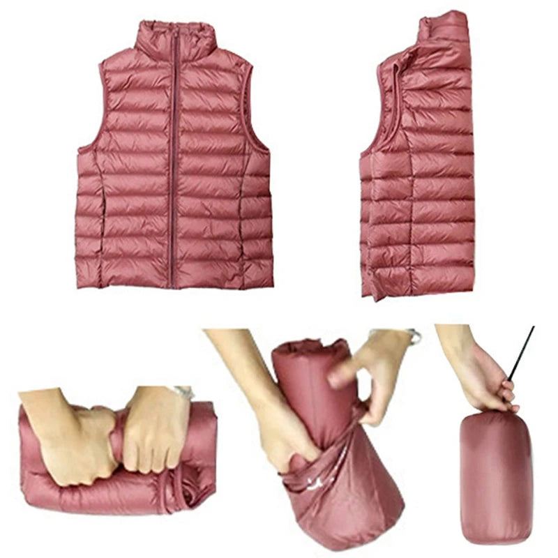 Winter Women's Down Jacket Sleeveless Cropped Puffer Jacket  Lightweight Nylon Coats Vest for Women Parkas Office Chaqueta