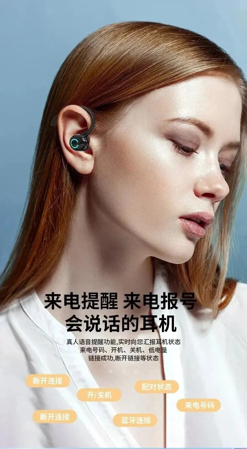 Bluetooth 5.2 Ear Hook Earphones Wireless Headphone Mini Handsfree Waterproof Sport Music Headset Single Right Earbuds with Mic