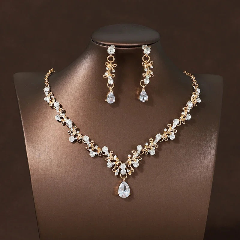 Bride Wedding Classic Necklace Earring Set Exquisite and Elegant for Ladies Suitable for Party Festivals