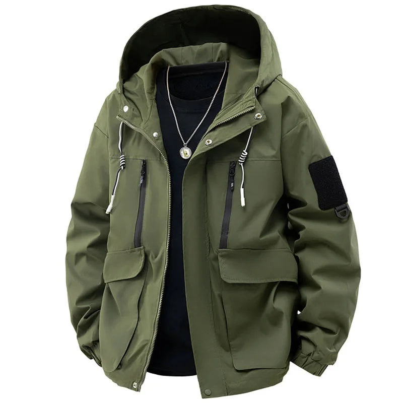 Jacket Mens Spring autumn New men jacket printing hooded Jackets casual coat Men's business coats Size M-4XL 5XL Hat detachable
