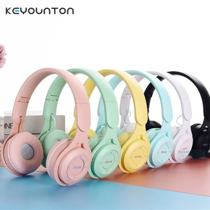 Kids Headphones  Wireless Bluetooth Earphones Stereo Foldable Helmets Gaming Headsets Over-ear Headphones for Android ios Music