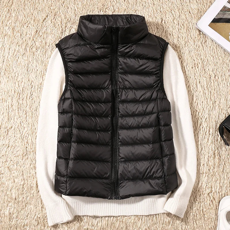 Winter Women's Down Jacket Sleeveless Cropped Puffer Jacket  Lightweight Nylon Coats Vest for Women Parkas Office Chaqueta