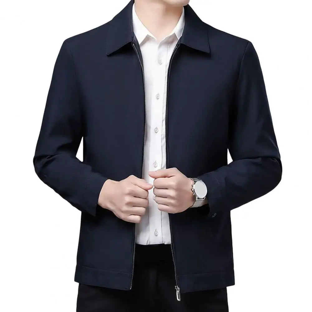 New Men's Jacket Turn-down Collar Men's Jacket Business Casual Solid Color Jacket for Men Work Coat 2025 Spring Autumn New