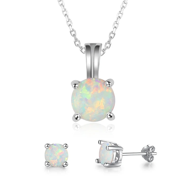 2025 Fashion Jewelry Set For Women Engagement Wedding Accessories Girl Gift Elgant Imitation Opal Necklace and Earrings