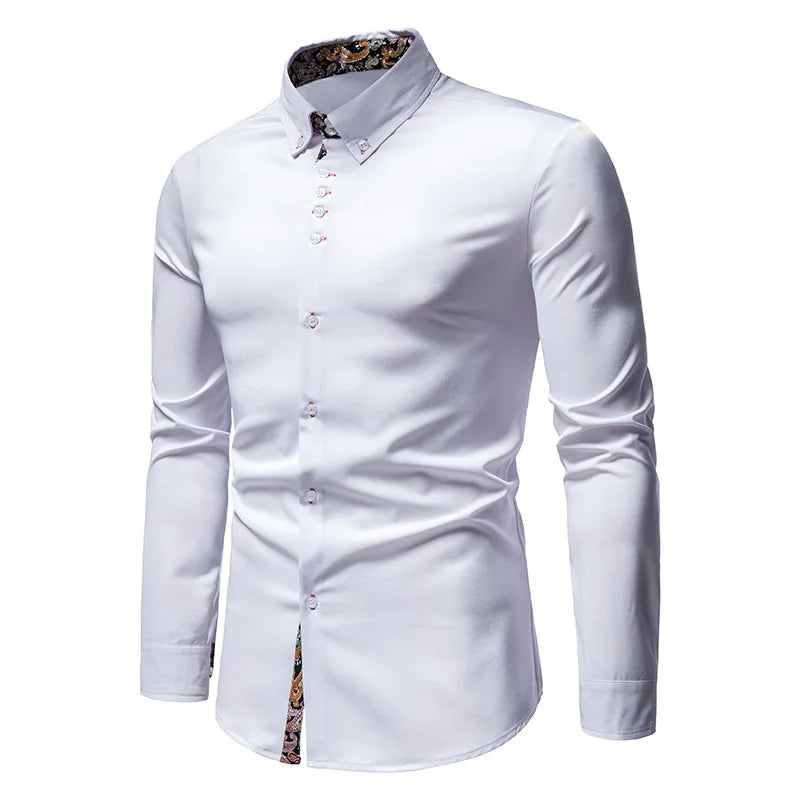 Men's Shirt with Collar White Shirts Man Long Sleeve Men's Shirts Mens Polo Shirts for Men Famous Brands Camisa Social Masculina
