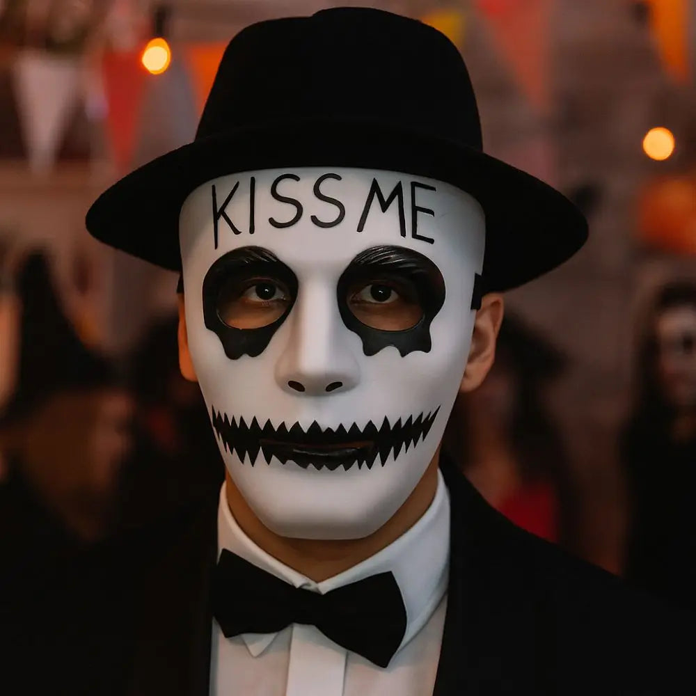 Dress Up Props White Makeup Halloween Mask Hand-painted Scary Street Dance Mask Full Face Cosplay Mask Party Supplies