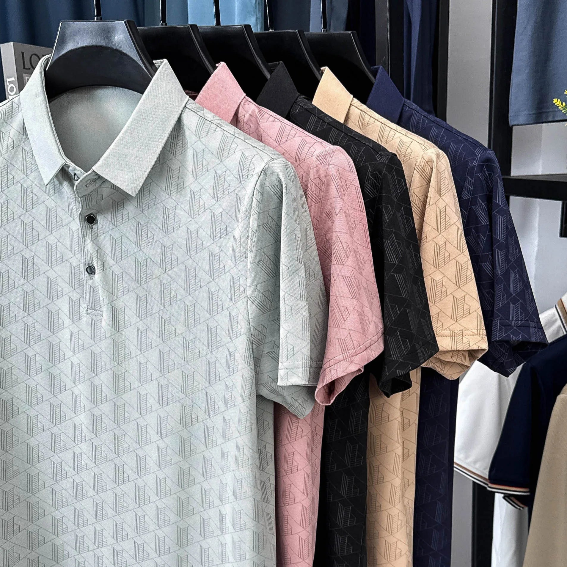 Men's New Short-Sleeved T-Shirt Summer Polo Shirt with a Stand-Up Collar Simple Casual Versatile Fashionable Trendy Men's Wear