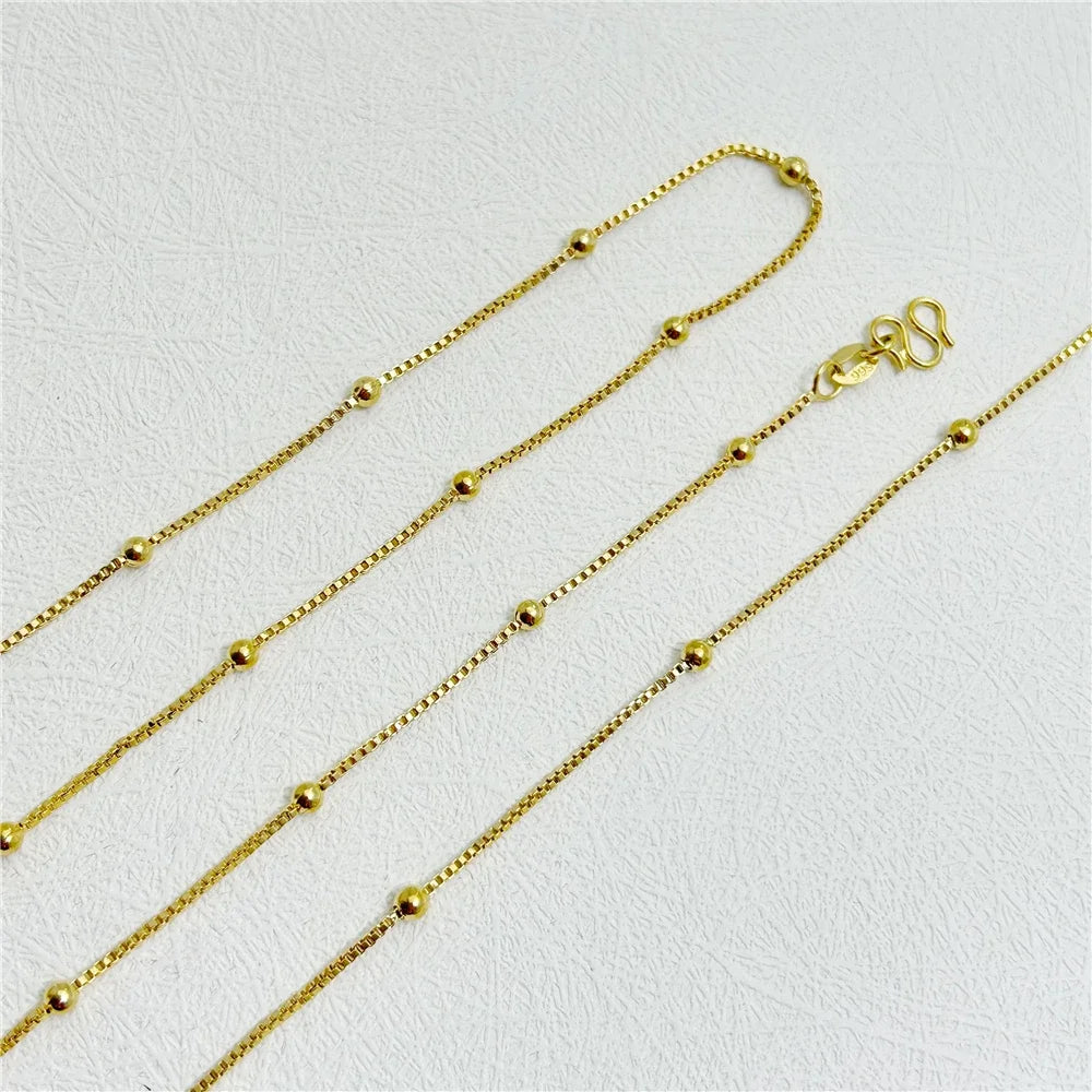 24K Gold Color Jewelry Sets For Women Link Chain Necklace Bracelet 2 pcs Wedding Jewellery Set Accessories Party Gifts Bijoux