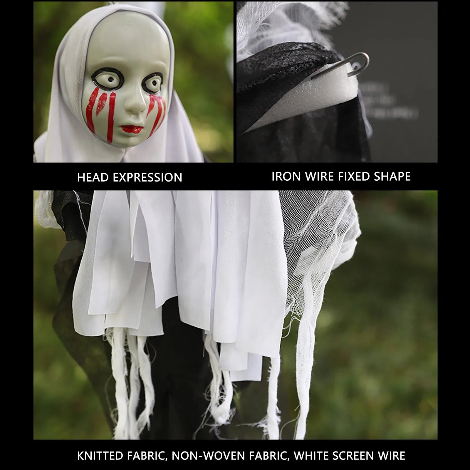 Halloween Hooded Female Skeleton Haunted House Hanging Ornament Halloween Scene Layout Decorations Festival Decorative Supplies