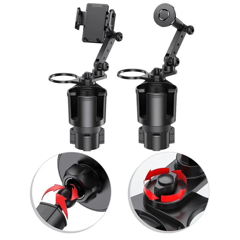 For Car Use For Most Phones 2 In 1 Design 360 Rotation Daily Commute Flexible Car Gadget For Phone And Drinks Water Cup Fitment