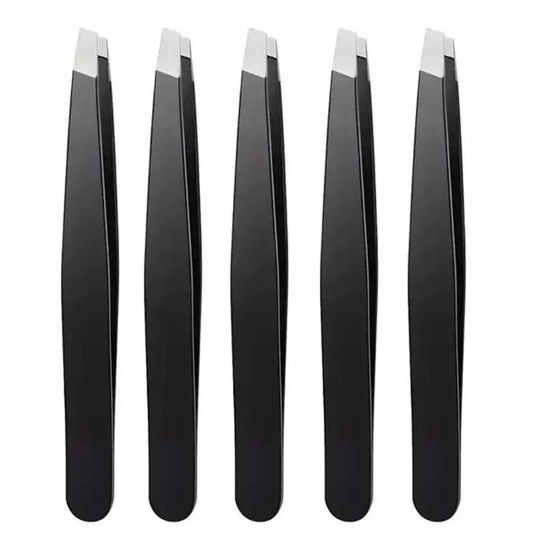 CNK  Wholesale  Stainless Steel Black Eyebrow Tweezer with Slant and Flat Point Beauty Tools for Eyebrows & Ingrown Hair Removal