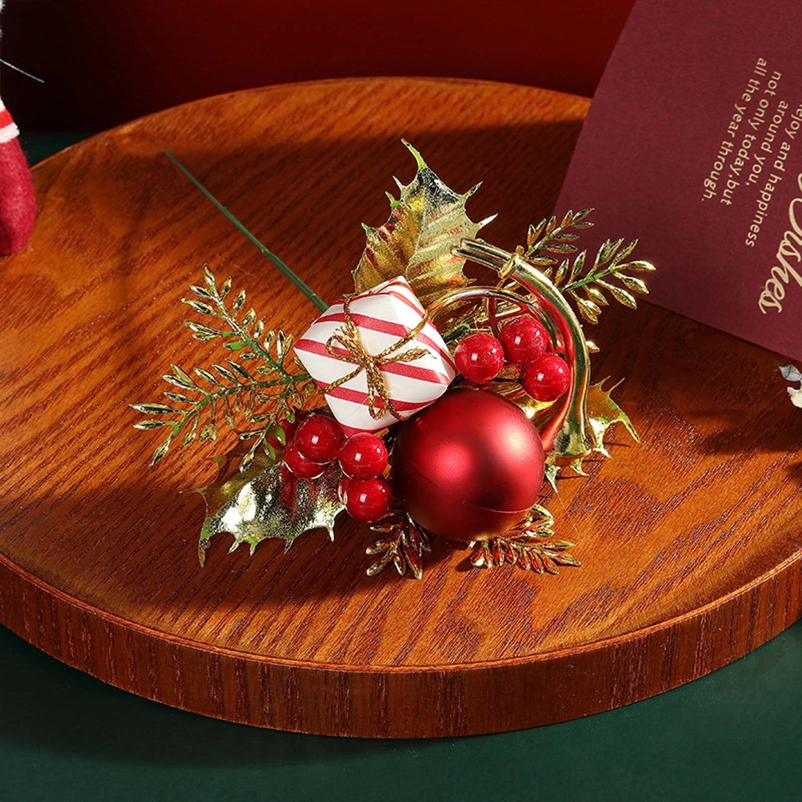 Christmas Decor Picks Artificial Foam Pine Branch Berry Cuttings Ornament Xmas Festive Party DIY Supplies