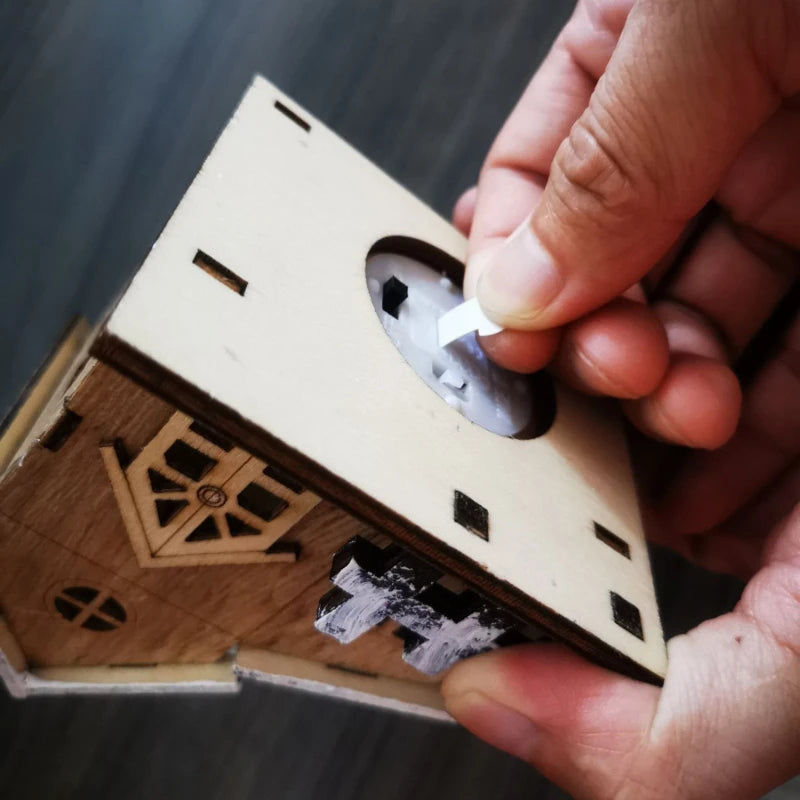 Christmas Home Decoration LED Luminous Wooden House Small House Xmas Tree Desktop Decoration Happy New Year Give Gifts Friends