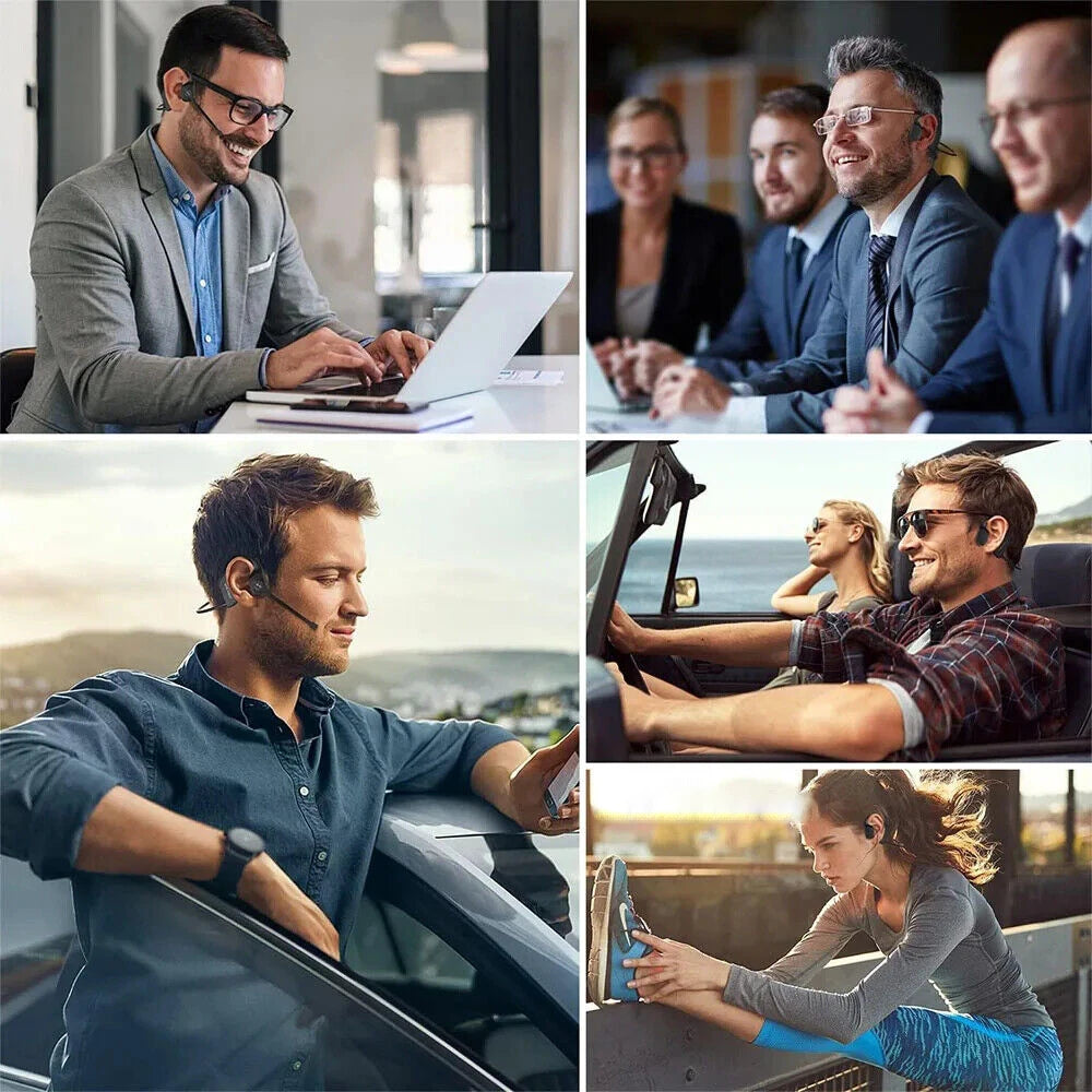 Open-Ear Headsets with Noise Canceling Microphone Wireless Bluetooth Air Conduction Headphones for Trucker Office Call Center