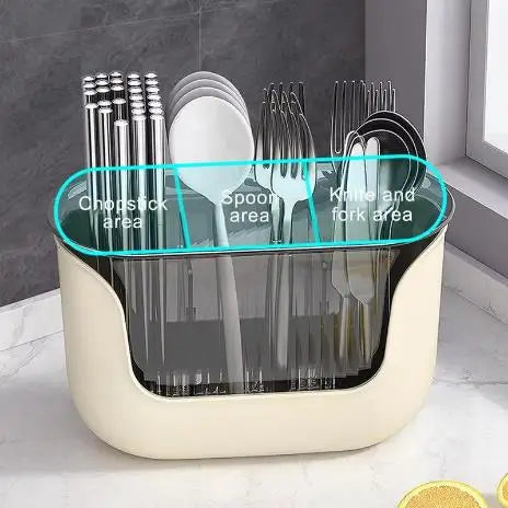 Kitchen Storage Spoon Chopstick Silverware Drying Drain Basket Cutlery Holder 3 Compartment Flatware Caddy Kitchen Accessories