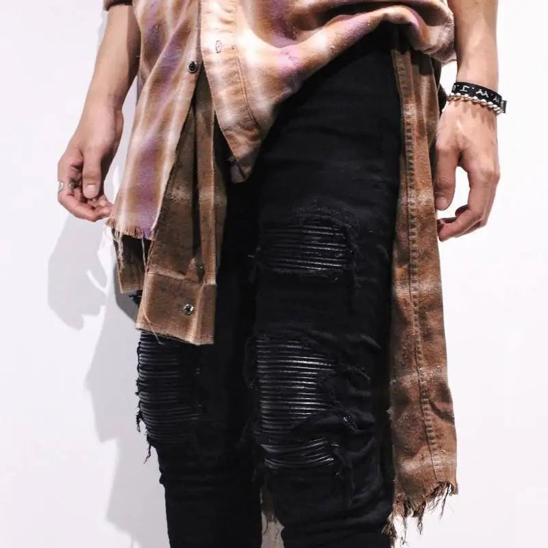 Jeans for Men High Street with Holes and Black Peaks Slim Fit Jeans and Mens Trousers