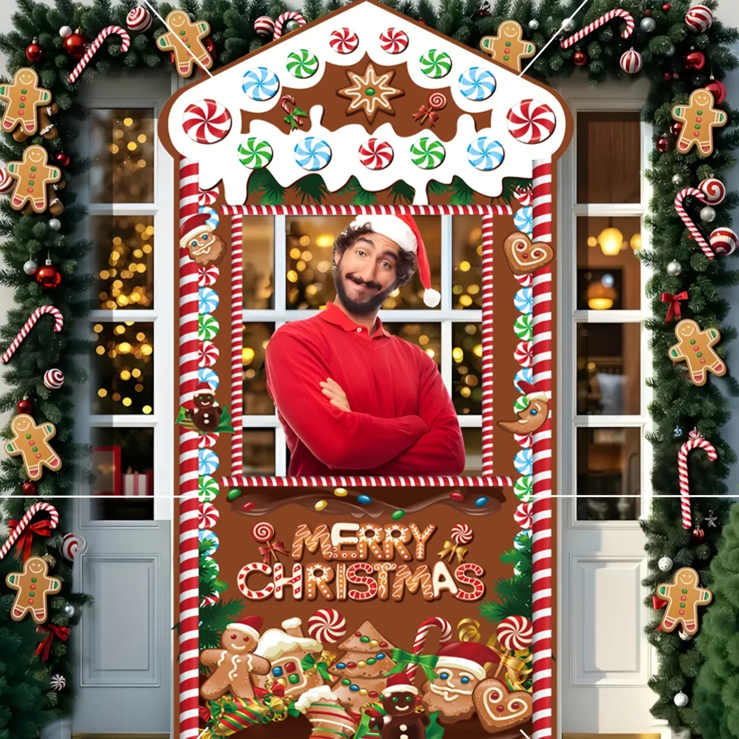 Christmas Gingerbread ManParty Themed Decoration Christmas Decor for Home 2025 Xmas Door Hanging Ornament New Year Gifts 2026