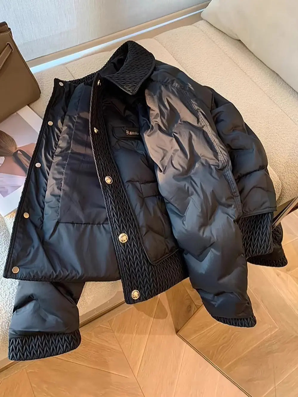 Women Cotton Padded Coats Autumn Winter Lightweight Fashion Turn-down Collar Quilted Jacket Outerwear Female Warm Overcoats