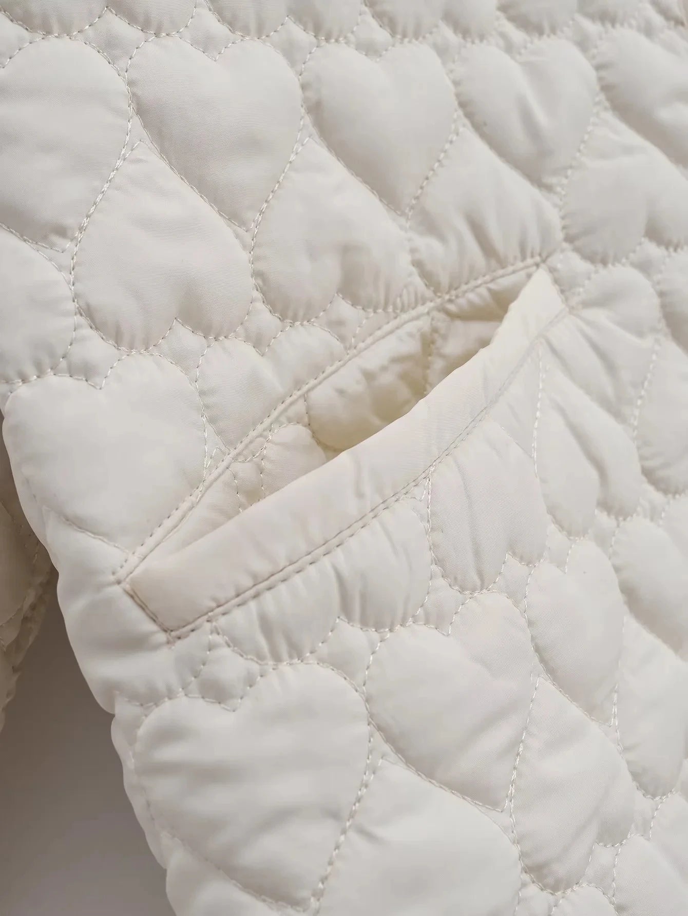 Women Heart Padded Jackets Autumn Winter Long Sleeve Round Neck Coats Solid Color Outerwear Female Warm Parkas Chic Streetwear