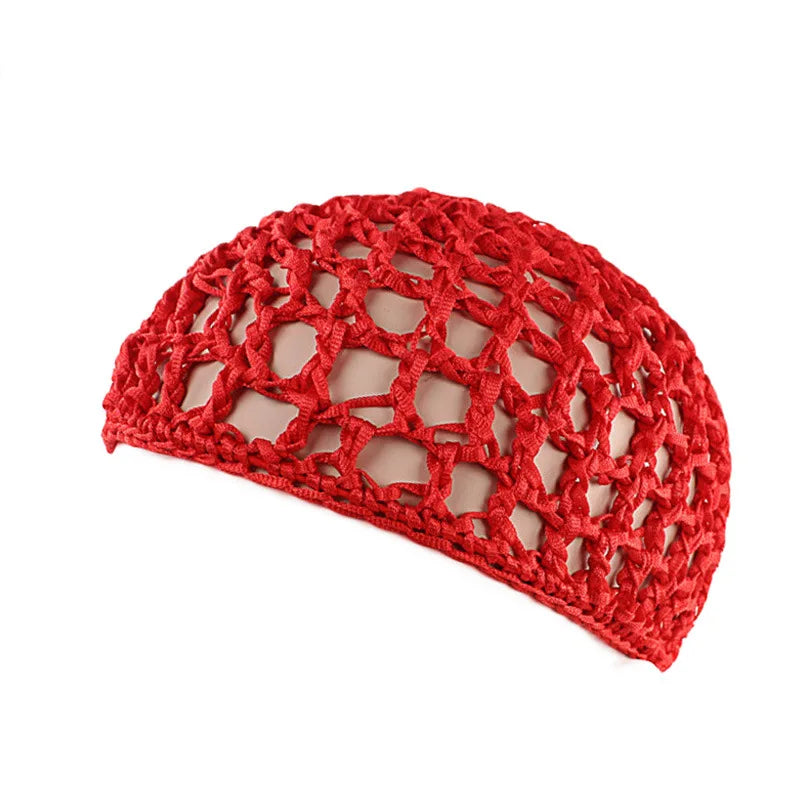 Women Mesh Hair Net Crochet Cap Rayon Knit Snood Hat Thick Short Hairnet Sleeping Night Cover Turbans Styling Tool Accessories