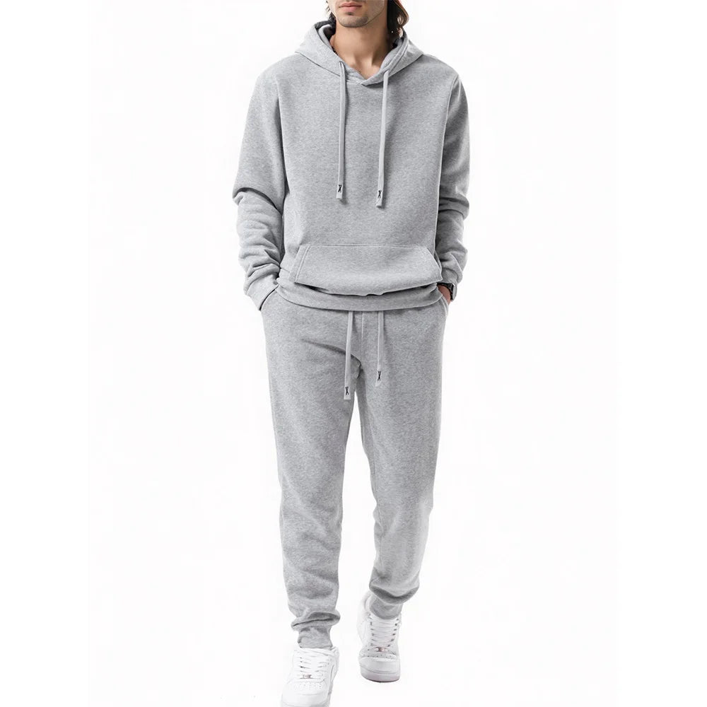 Tracksuit for Men Hoodie Sweatshirt and Pants Set Autumn Warm Sports Suits Male Casual Jogging Pullover Trousers 2 Pieces Sets