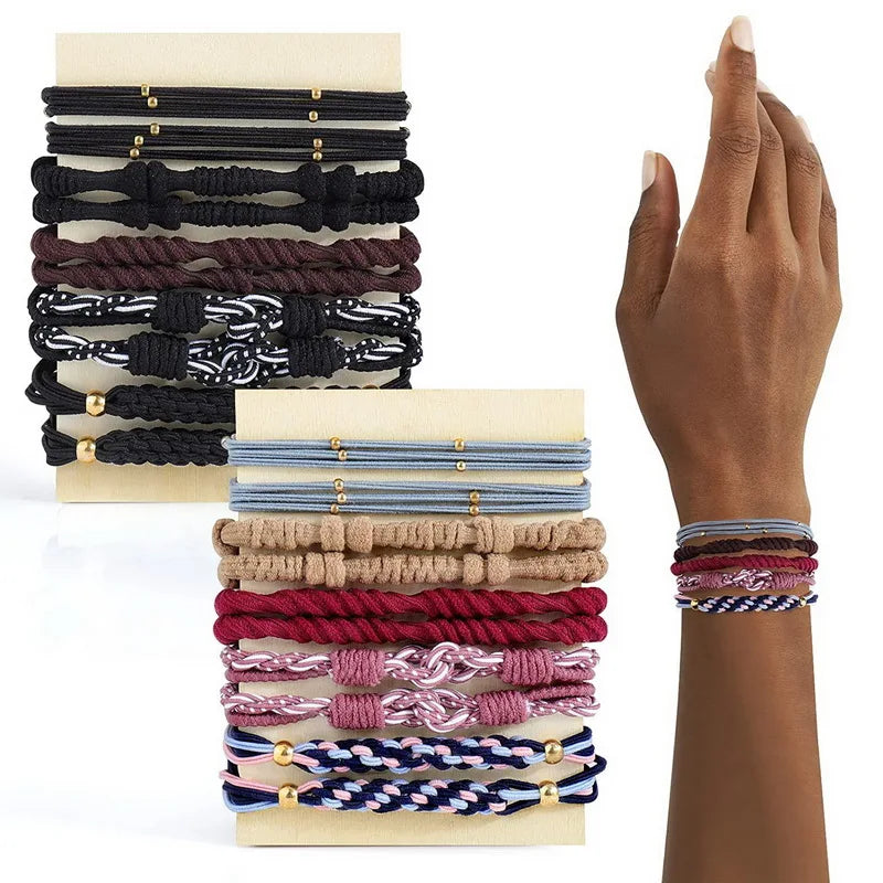 20pcs Fashion Bohemian Style Hair Tie Bracelet For Women Pearl Hair Rope ladies Elastic Hair Rubber Bands For Bracelets Knekki