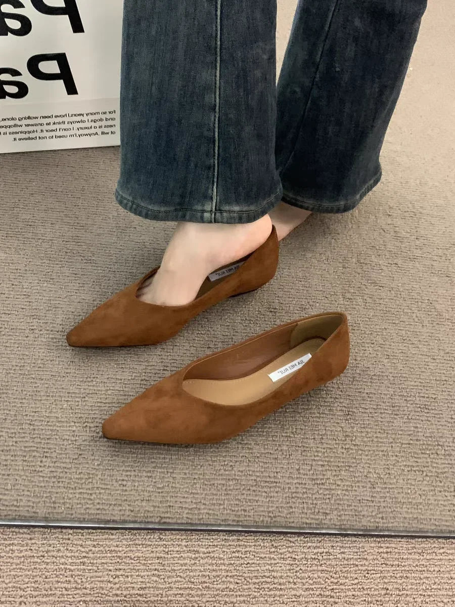 Women's Fashion Flat Shoes 35-39 Pointed Toe Shallow Mouth One Foot Stirrup Single Shoes Comfortable Soft Bottom Women's Shoes