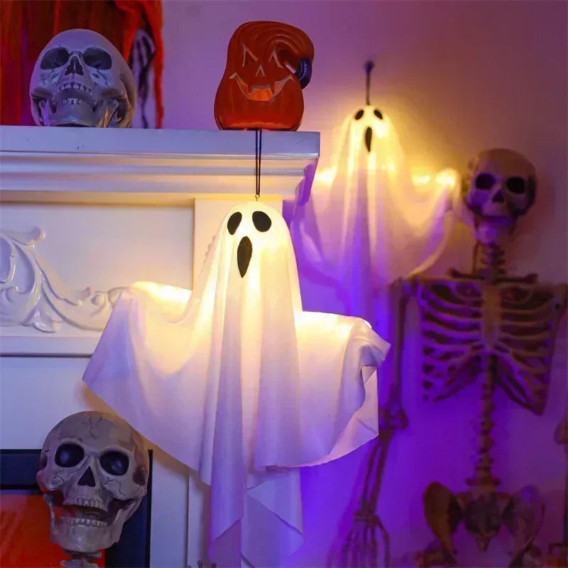 Halloween Party LED Glow Ghost Home Indoor Outdoor Decoration Supplies 2025 Haunted House Bar Hanging Horror Props with Lights