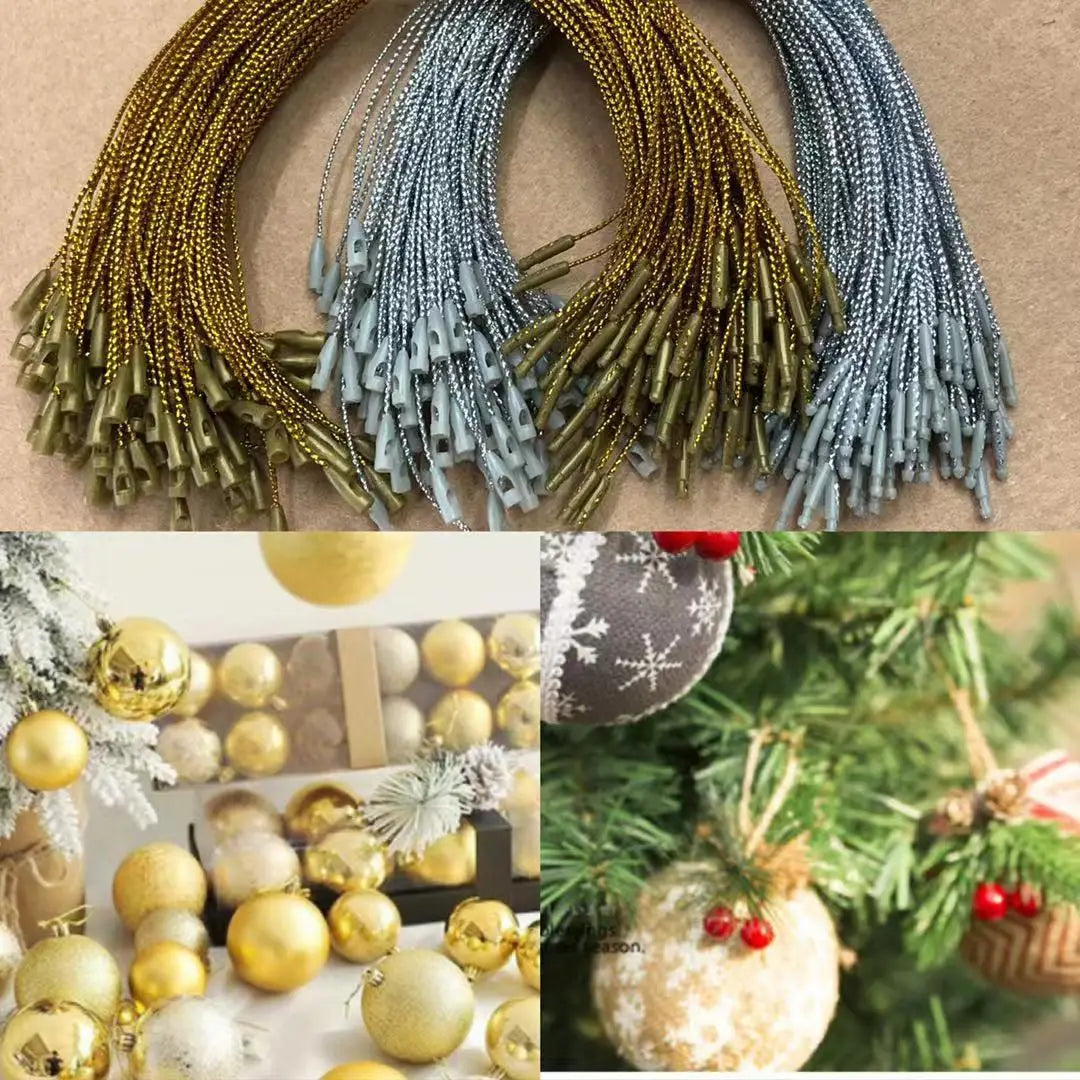 Christmas Tree Decoration Ornaments Hanging String Gold Silver Hang Tag Cord for Xmas Wedding Party Supplies Noel Navidad Natal
