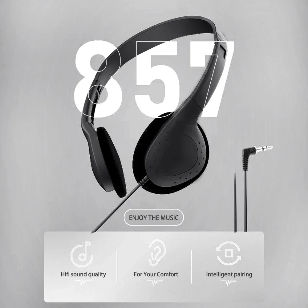 Computer Headphone No Microphone Gaming Headset Noise MP3 Earphone Wired Stereo Headset Universal 3.5mm Wired