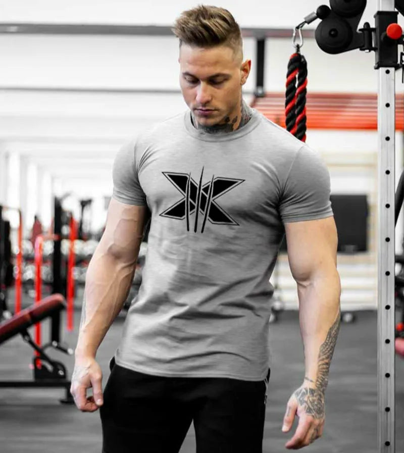 Tshirt for Men Bodybuilding  Graphic T Shirts Workout Fitness Men Clothing Short Sleeve Shirt Street Wear