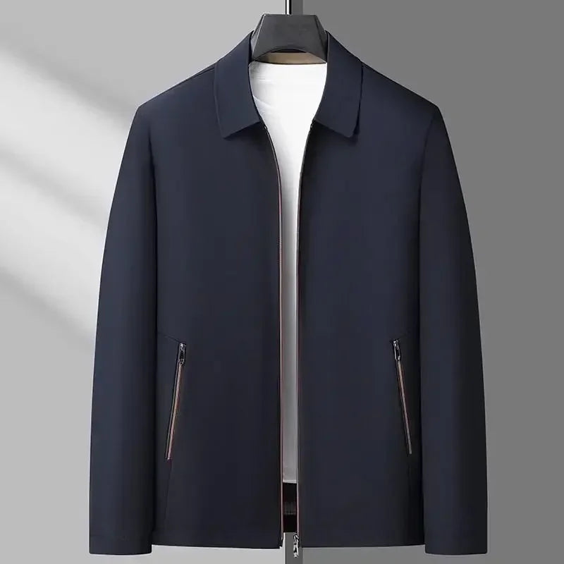 Men's Jacket Coat High Quality Outwear Casual Waterproof Jackets Spring Autumn Solid Color Stand Up Collar Business Casual Top