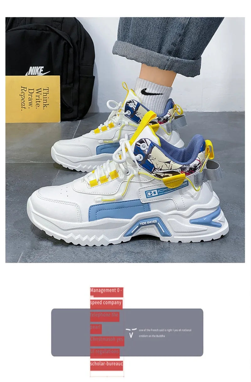 High Top Sneakers for Men Fashion Outdoor Casual Shoes Platform Vulcanized Shoes Men's Tennis Training Shoes Кроссовки Мужские