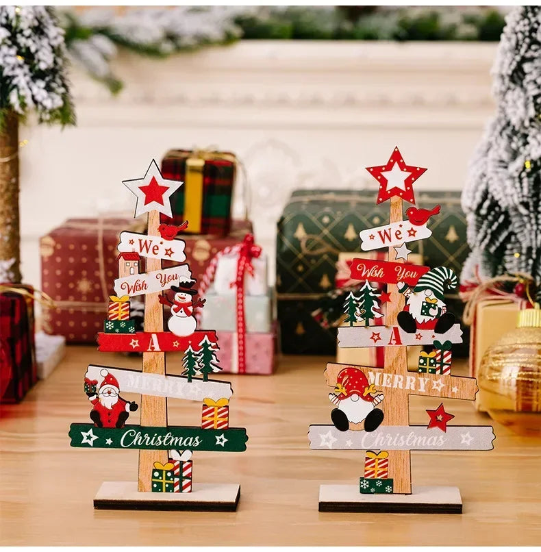 Christmas Santa Claus DIY  Wooden Crafts Xmas Tree Wall Ornament Natal Navidad Merry Christmas Decor 2025 Happy New Year 2026