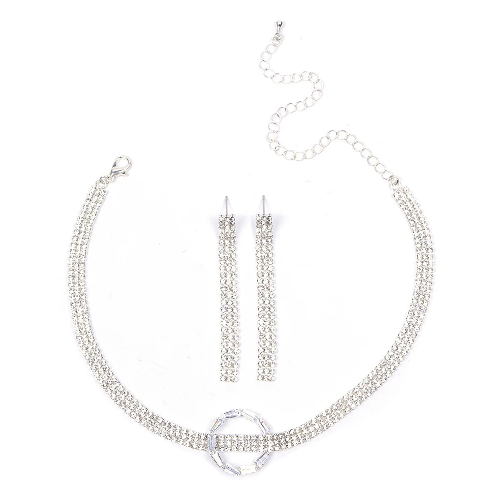 Europe And The United States Exaggerated Necklace Earrings Set Exquisite Choker Dinner Accessories Women Jewelry