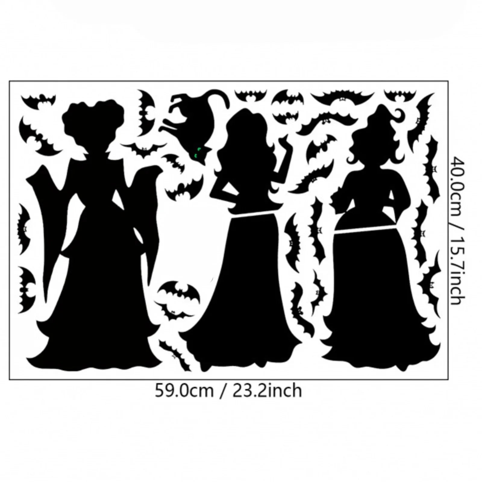 Halloween Dark Horror Atmosphere Decoration Wall Stickers Cartoon Witch Bat Home Living Room Glass Window Decoration