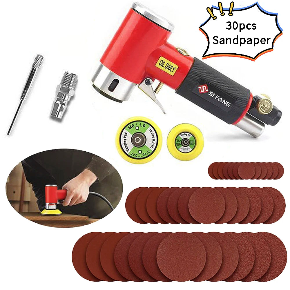 36pcs Orbit Air Sander Mini Pneumatic 1/2/3inch Grinding Machine Set for Car Polishing High Speed Air Powered Polisher Air tool
