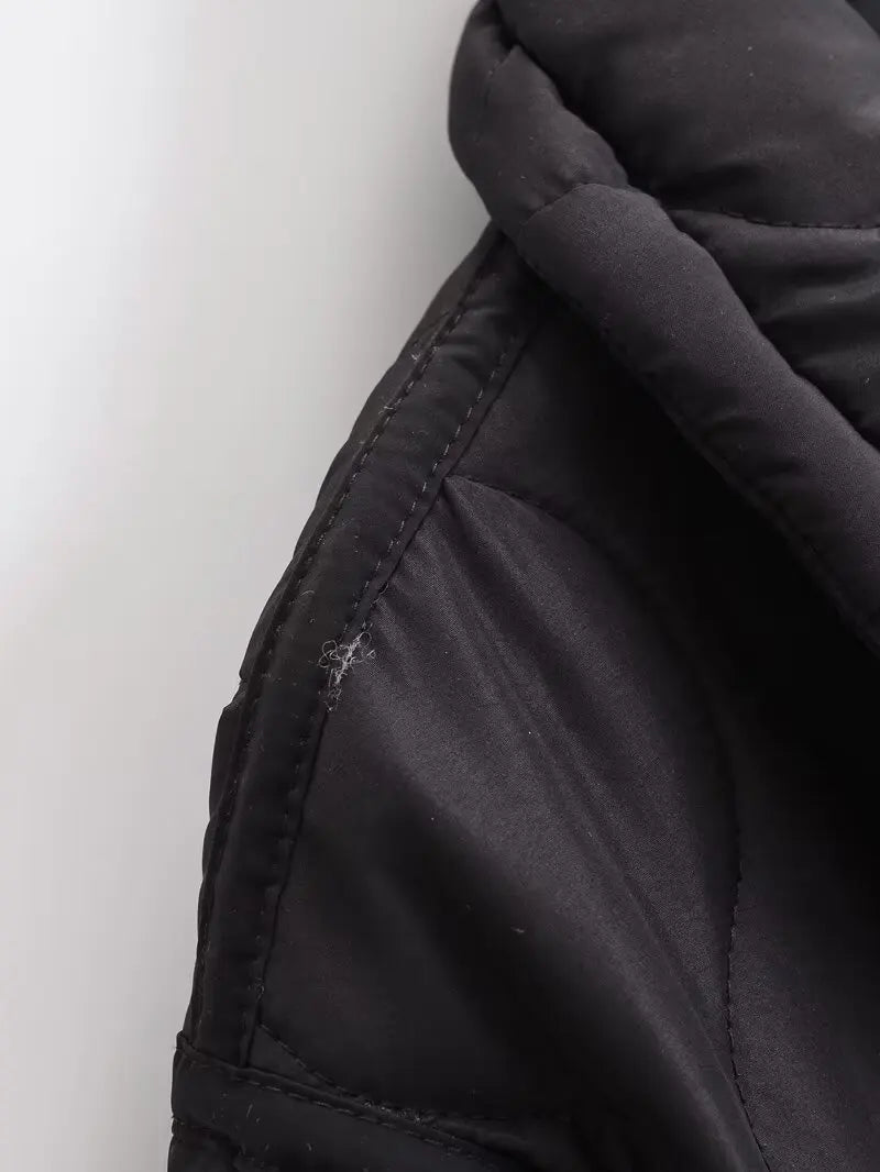 Quilted coat for women ETJ 2024traf QUILTED JACKET WITH TIES new beige drawstring high neck pocket clip cotton jacket for women