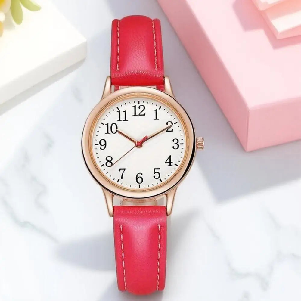 Women's Quartz Watch Simple Dial PU Leather Strap Elegant Timepiece for Daily Casual and Business Wear