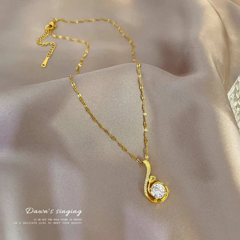 Accessories jewelry for women Pendant necklace Golden Stainless Steel Chain clavicle Link cheap items with free shipping