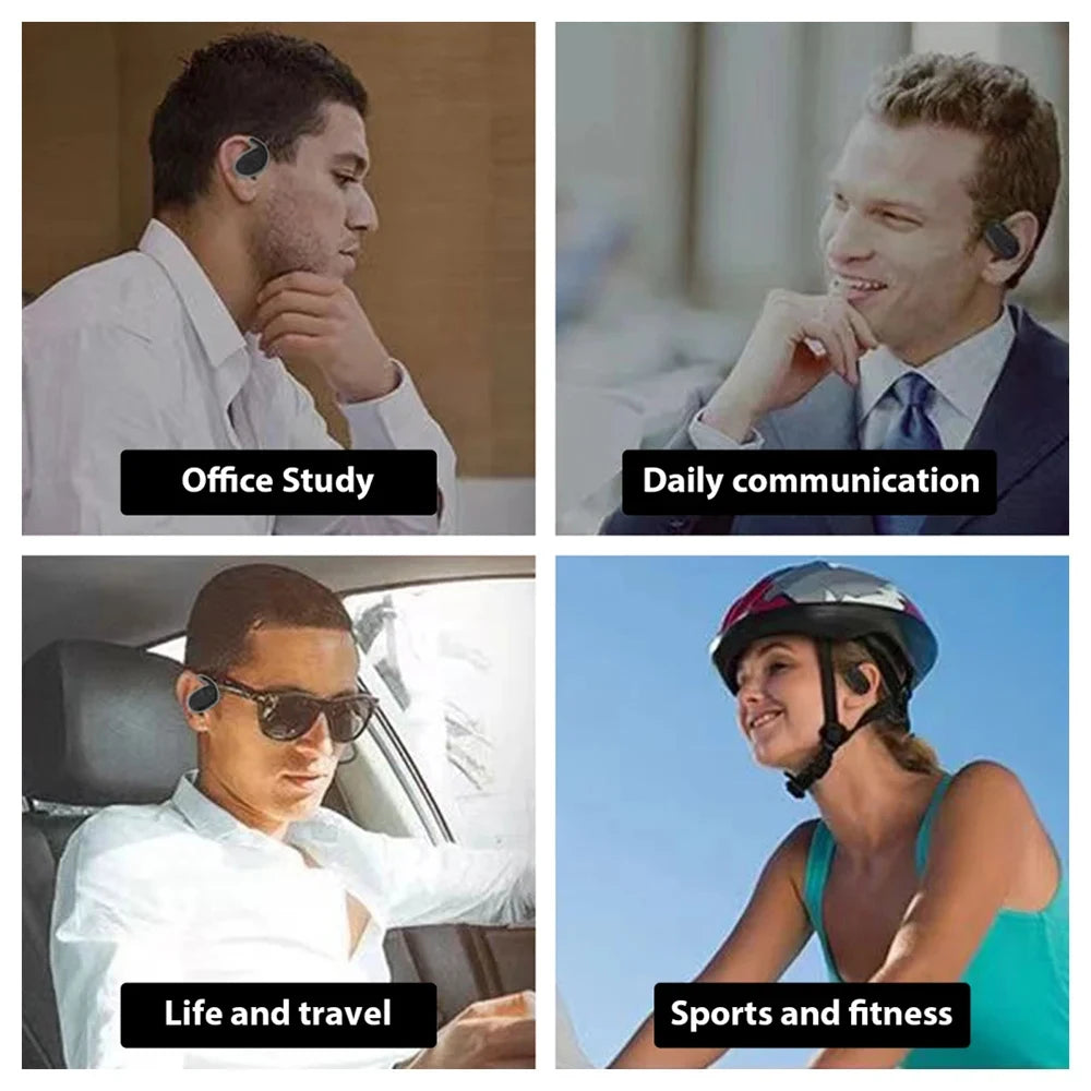 Bluetooth 5.4 Headphone Wireless Ear Hook Earphone LED HiFi Stereo Noise Reduction Clip Headset Waterproof Earbud For Phone New