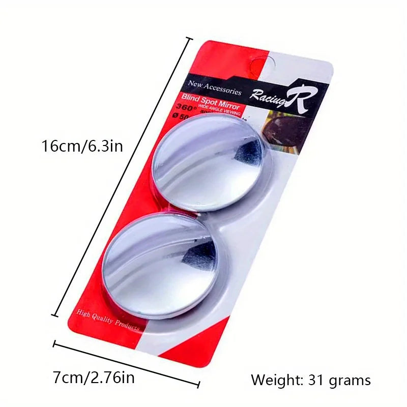 Reflective rearview mirror for cars, small round mirror with 360 degree adjustable wide-angle view, blind spot auxiliary rearvie