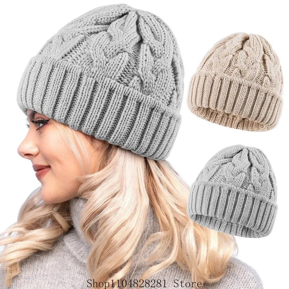 Winter Women Hat 2025 New Autumn Handmade Female Warm Cap Knitted Beanie Girl Hats Woman Bonnet Femme Chunky Thick Stretchy Hats