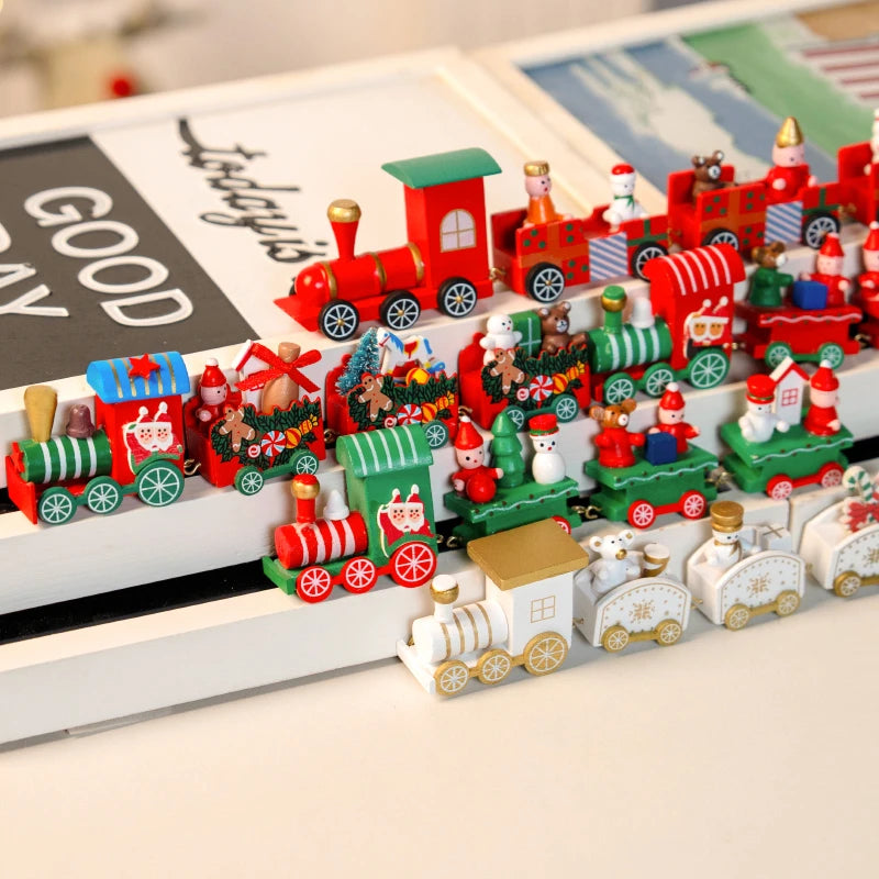 Christmas Decorations 2025 Christmas Wooden Train Xmas Tree Ornament Navidad Noel Home Decor New Year's Eve Decorations Kid Gift