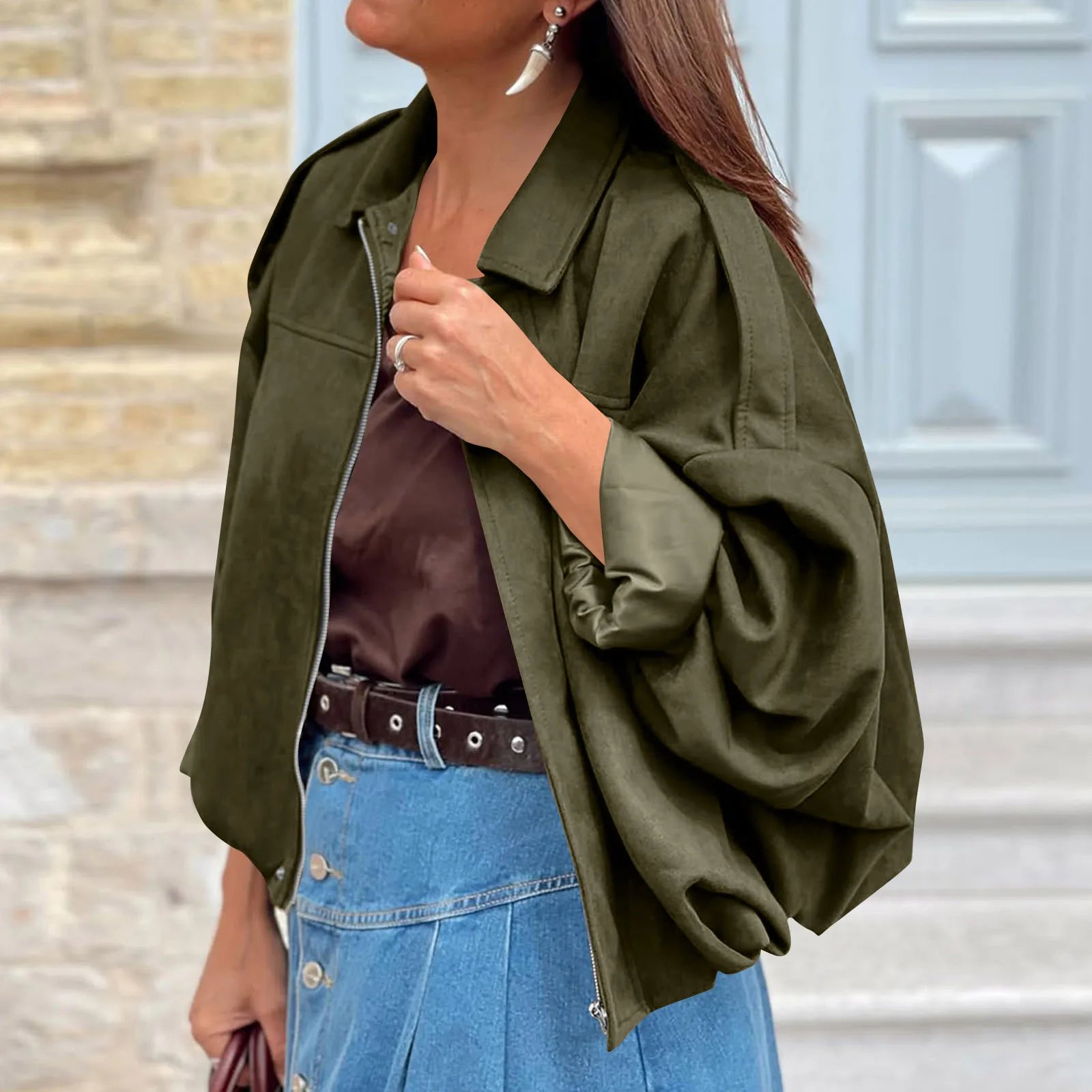 Women's Jackets Coat Fashion Turn-down Collar Long Sleeve Loose Coats Vintage Female Outerwear Chic Street Youth Jackets Tops